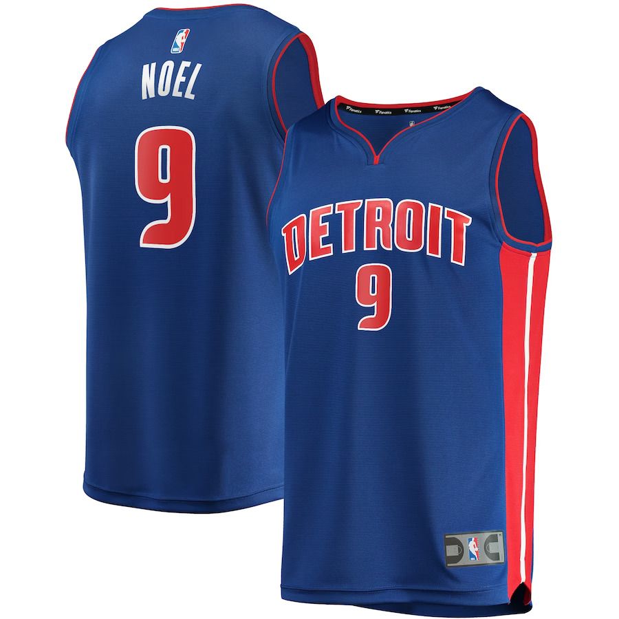 Men Detroit Pistons 9 Nerlens Noel Fanatics Branded Blue Fast Break Replica NBA Jersey